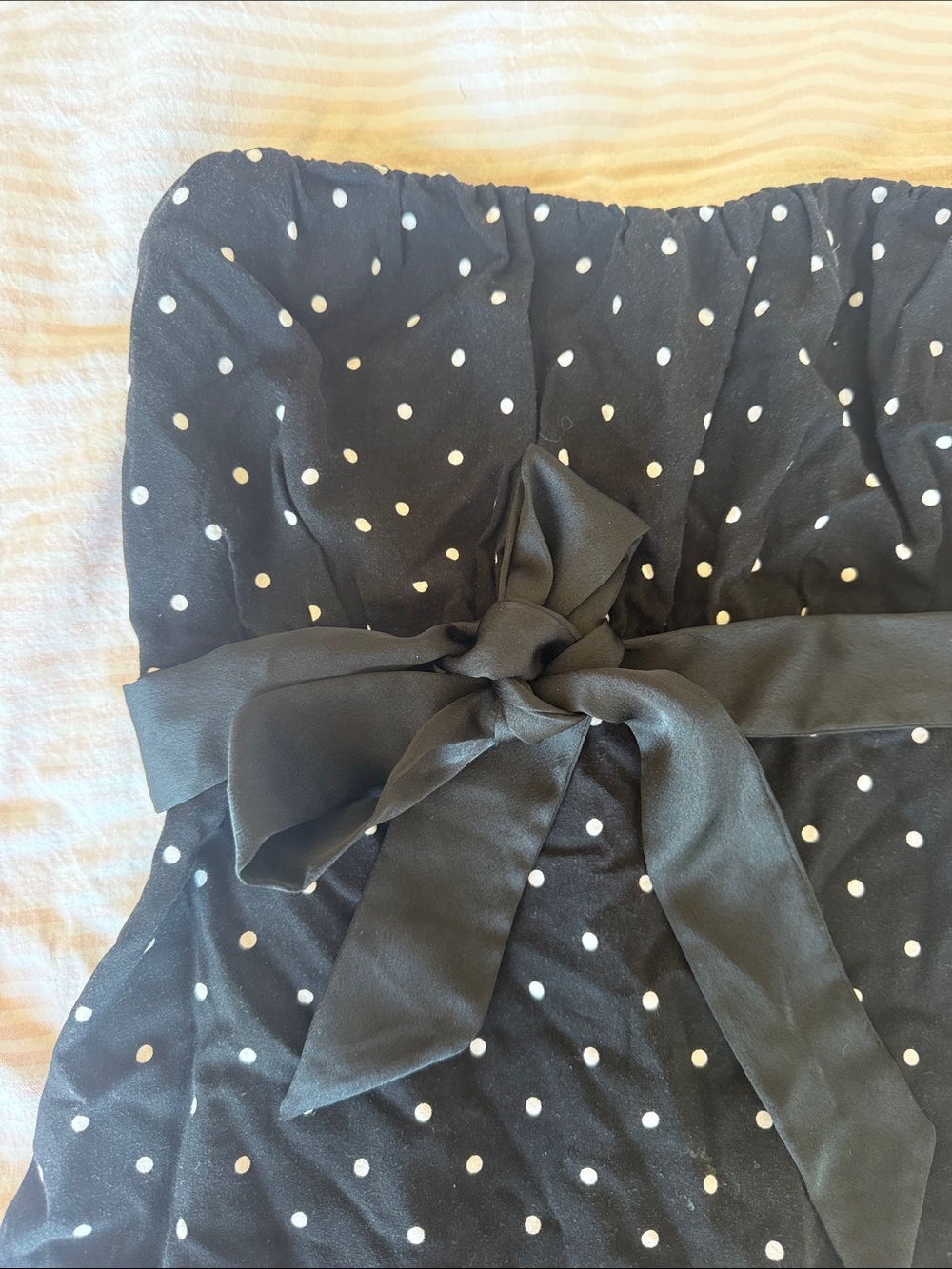 Hollister Black Strapless Polka Dot Dress with White Dots - Picture 2 of 4